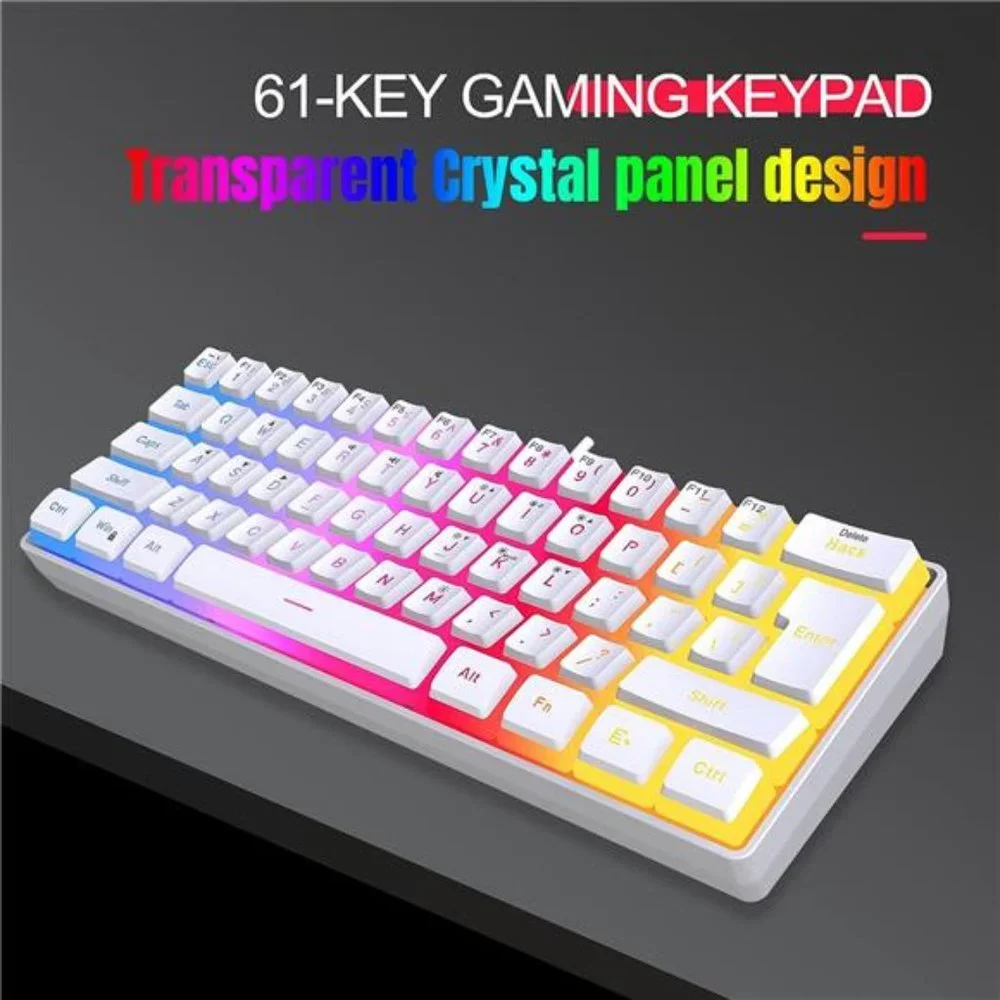 60% Wired Gaming Keyboard, Pudding Keycaps with Translucent Layer, RGB Backlit
